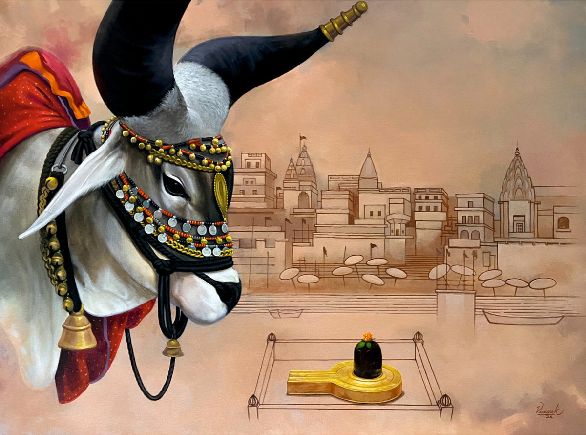 Shiva's Nandi - 38x36 inches Acrylic on Canvas