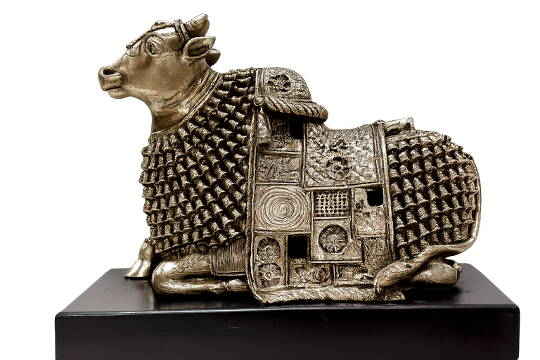 Bull - H 15" x L 19" x W 9" Bronze Sculpture