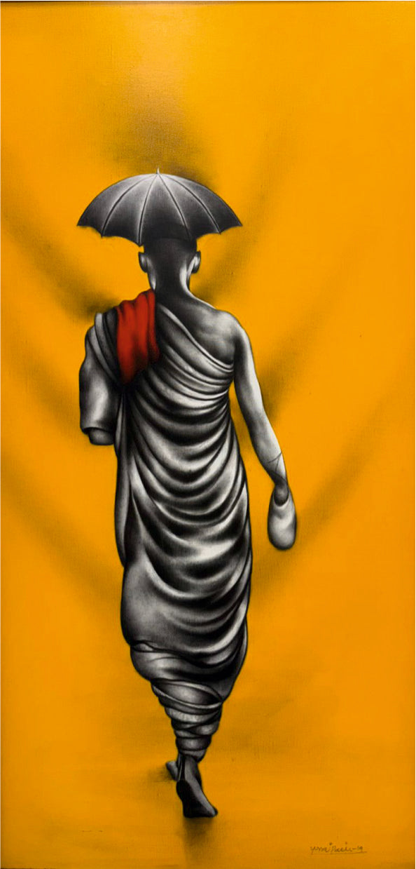 Monk - 18x36 inches Charcoal and Acrylic on Canvas