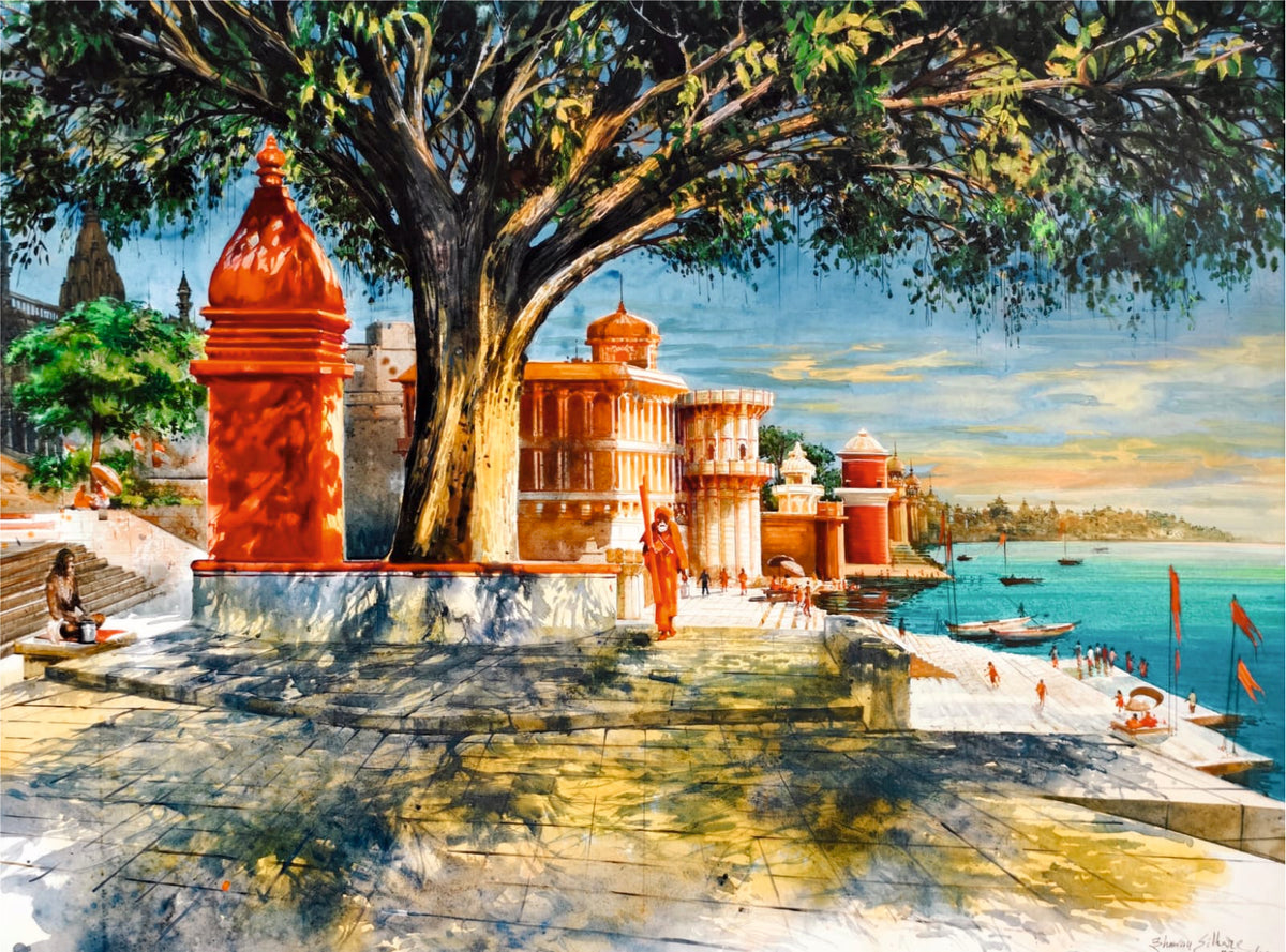 Varanasi Ghat - 36x48 inches Acrylic on Canvas